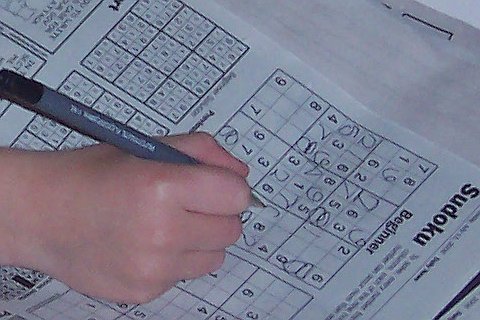 Gregor doing Sudoku close